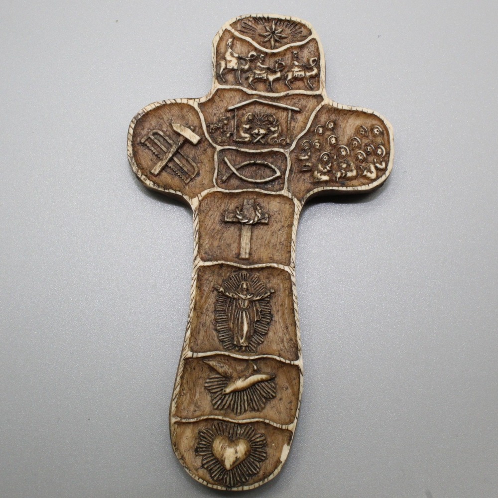 Roman Inc Handheld Comfort Cross Life of Christ Nativity Scenes 4.5in Brown